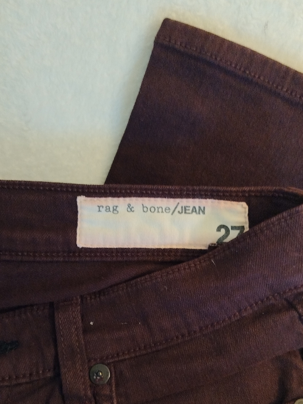 Rag & Bone High Rise Ankle Skinny Corduroy Cropped & Plum Jeans Women's 26 27 Rd - Picture 3 of 4